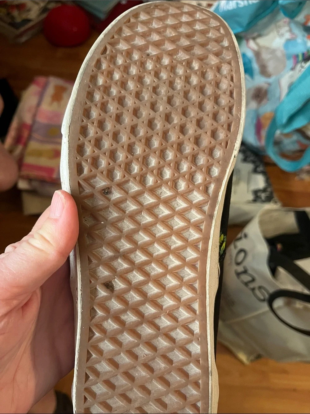 Vans Black Slip-On Sneakers with Eyes in the Dark Size M 10.5 W 12